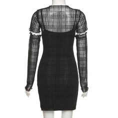 Please refer to our sizing chart for a guideline when choosing a size. 5 business days order processing time. 90% polyester 10% spandex Black Long Sleeve Plaid Dress, Chic Black Long Sleeve Plaid Dress, Fitted Black Plaid Long Sleeve Dress, Black Fitted Long Sleeve Plaid Dress, Elegant Fitted Plaid Mini Dress, Fitted Black Plaid Dress For Fall, Fitted Long Sleeve Dress With Sheer Sleeves For Fall, Fall Long Sleeve Dress With Sheer Sleeves, Elegant Plaid Mini Dress