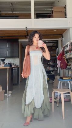 Looks Hippie, Earthy Outfits, Mia 3, Strapless Maxi Dress, Maxi Dress Green, Looks Style, Look Cool, Skirt Outfits, Dress Details