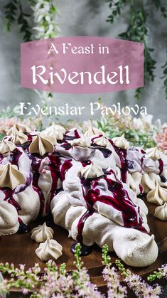 a feast in rivendeli is served on a wooden platter with flowers