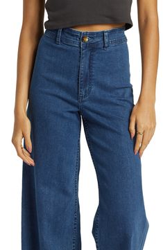 These high-waist jeans are ready for a sunset stroll with frayed hems and an easygoing wide-leg silhouette. 28" inseam; 22" leg opening; 12" front rise; 16" back rise (size 29) 98% cotton, 2% elastane Machine wash, tumble dry Imported Free Falling, Waist Jeans, Billabong, Wide Leg Jeans, High Waist Jeans, Leg Jeans, High Waist, Wide Leg, Nordstrom