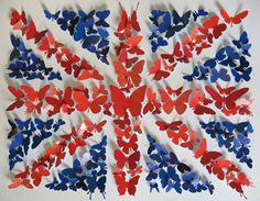 the british flag is made up of red, white and blue confetti pieces