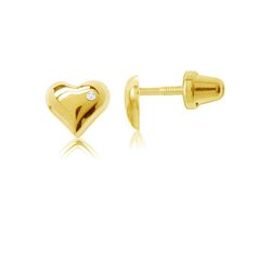 Girls 14K Gold-plated (over sterling silver) dainty puff heart earrings with sparkling CZ stones for children.  These are perfect for newborn baby earrings, toddler jewelry, kids new pierced gold screw back earrings. 🌸Earrings are hypo-allergenic and should not irritate sensitive ears and have shortened posts for kids so they don't poke the backs of her ears. 🌸These earrings come with safety screw-back closure so they are secure and protect the backs of their little ears. These were created wi Toddler Jewelry, Earrings Kids, Jewelry Kids, Baby Earrings, Puffed Heart, Kids Earrings, Natural Diamond Engagement Ring, Silver Anklets, Childrens Jewelry