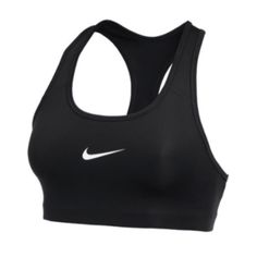 Nike Black Medium Support Non Padded Swoosh 2.0 Sports Bra Brand New Without Tags Never Worn May Show Signs Of Storage And Marks As Shown The Nike Swoosh Sports Bra Combines A Snug Fit With Sweat-Wicking Technology To Help You Feel Supported And Stay Dry During Workouts And Competition. This Product Is Made With At Least 75% Recycled Polyester Fibers. Dri-Fit Technology Moves Sweat From Your Skin To Help You Stay Dry And Comfortable. Racerback Design Lets You Move Naturally Through Your Workout Nike Pro Bra, Black Nike Pros, Nike Bra, Nike Set, Front Zip Sports Bra, Medium Support Sports Bra, Gray Sports Bra, Printed Sports Bra, White Sports Bra