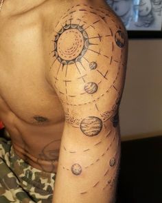 Solar System Tattoo, Minimalist Solar System Tattoo, Solar System Tattoo Sleeve, Geometric Solar System Tattoo, simple solar system tattoo, geometric solar system tattoo, simple solar system tattoo design, small solar system tattoo, solar system tattoo drawing, solar system tattoo ideas, solar system tattoo back, solar system tattoo forearm, forearm solar system tattoo, solar system tattoo design, solar system tattoo small, solar system tattoo color, solar system tattoo arm Spine Space Tattoos, Astronomy Spine Tattoos, Space Tattoo Shoulder, Space Shoulder Tattoo, Vibey Tattoos, Solar System Tattoo Sleeve, Drawing Solar System, Solar System Tattoo Minimalist, Solar System Tattoo Design