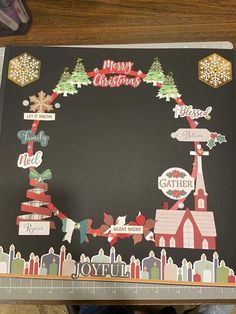 a black board with christmas decorations on it