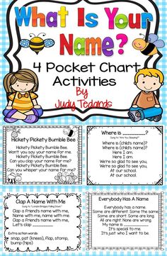 what is your name? pocket chart and activities for kids to use in the classroom