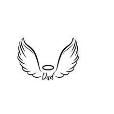 a black and white image of a wing with the word dad written on it's side