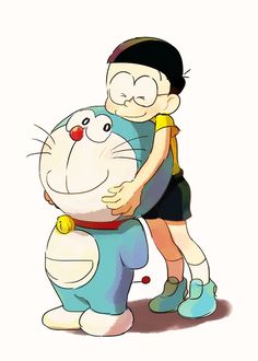 a cartoon character hugging another character