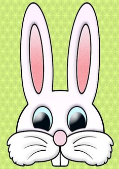 a rabbit mask with big eyes and ears on it's face, in front of a green background