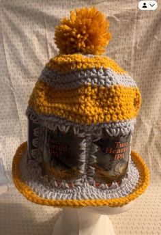 Stay stylish with our unique Beer Can Crochet Hat! Each hat is handcrafted with care and attention to detail, making them a one-of-a-kind addition to your wardrobe. The beer can design adds a touch of quirkiness to your outfit, making it a great conversation starter at parties and events. Made with high-quality yarn, this hat is both cozy and durable. Whether you're a beer lover or just appreciate a fun and creative accessory, our Beer Can Crochet Hat is the perfect choice for anyone looking to Beer Can Hats Crochet Pattern, Beer Can Hat, Crochet Beer, Bonnet Au Crochet, Crochet Unique, Bonnet Crochet, Creative Accessories, Cute Hat, Outfit Making