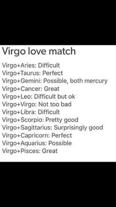 the virgo love match is shown in black and white