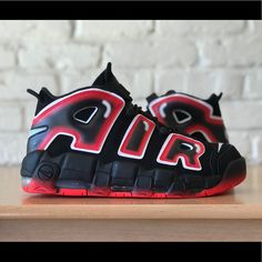 Nike Air More Uptempo ‘96 Black/Laser Crimson/White Cj6129-001 Size 11 Black Sneakers With Red Sole For Sports, Black High-top Sneakers With Red Sole For Streetwear, Black Basketball Shoes With Red Sole For Streetwear, Casual Basketball Shoes With Red Sole For Streetwear, Casual Basketball Shoes With Red Sole, Nike Dynamic Black Custom Sneakers, Nike Custom Black Dynamic Sneakers, Dynamic Black Nike Custom Sneakers, Black High-top Sneakers With Red Sole For Sports