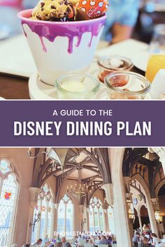 a guide to the disney dining plan at walt world's magic kingdom is shown here