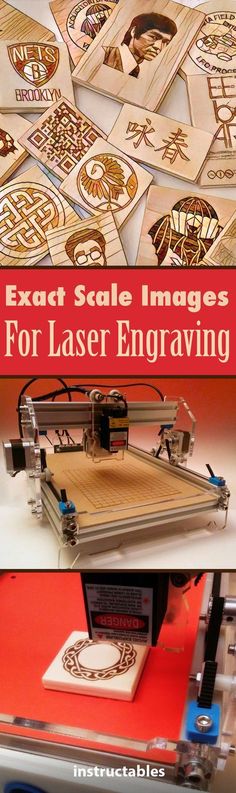 an advertisement for laser engraving with the words exact scale images for laser engraving on it