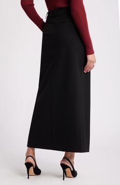 A minimalist column skirt with endless versatility is cut from a seasonless suiting fabric with a breezy front slit. 38 1/2" length (size Medium) Zip fly with hook-and-bar closure Front slit Unlined 62% REPREVE® recycled polyester, 33% rayon, 5% spandex REPREVE recycled polyester is made from 100% post-consumer recycled plastic bottles Machine wash, tumble dry Imported Column Skirt, Suiting Fabric, Favorite Daughter, Platform Slippers, Maternity Shops, Pointed Toe Shoes, Designer Clothes For Men, Modern Outfits, Free Fabric