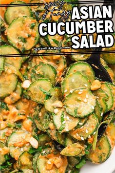 Asian Cucumber Salad is crunchy and refreshing, made with a sweet and sour peanut dressing, fresh crunchy cucumbers, cilantro and green onion. Cucumbers With Peanut Sauce, Asian Cucumber Salad Recipe With Peanut Butter, Til Tok Cucumber Salad, Cucumber With Peanut Sauce, Asian Cucumber Salad With Peanut Butter, Cucumber Salad With Peanut Sauce, Crunchy Cucumber Salad, Cucumber Salad Peanut Sauce, Cucumber Peanut Salad