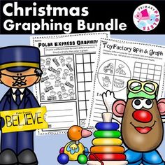 christmas graphing bundle with an image of a man and a teddy bear holding a sign