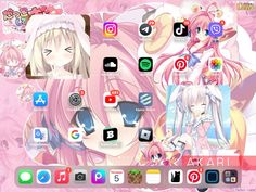 an image of some anime characters on the desktop computer screen, with many different icons in front of them