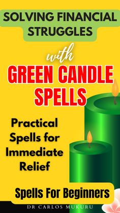 A promotional graphic for a guide on Green Candle Spells, highlighting easy-to-follow spells for financial relief. It features symbols like a magic wand and a green candle, suggesting the transformation of financial struggles into abundance. Ideal for beginners interested in spell casting and abundance magic. Hashtags include MoneySpells, SpellCasting, BeginnerWitch, and AbundanceMagic. Simple Green Candle Money Spell, All About Pisces, Spells For Beginners, Green Magic, Candle Magick