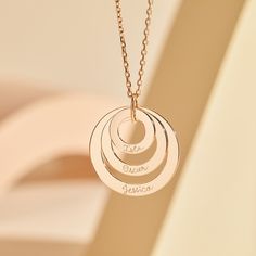 They say three's a crowd, but not with our Personalized Eternity Trio Necklace. Created to symbolize the special moments in your life, add a hand-engraved message to each ring.18K Champagne Gold Plated or 925 Sterling SilverCircles: 1.2”, 0.9” and 0.6” in diameterCharms are removable from this chain and can be worn on all Merci Maman chain lengthsHand-engraved in our Paris workshopSent with love in a complimentary gift boxAny slight variations in lettering depth, spacing and alignment from the e Elegant Engraved Circular Jewelry, Personalized Yellow Gold Circular Jewelry, Rose Gold Circle Jewelry For Anniversary, Elegant Round Jewelry With Laser Engraving, Elegant Laser Engraved Jewelry For Anniversary, Round Laser Engraved Jewelry For Anniversary, Laser Engraved Round Jewelry For Anniversary, Elegant Round Laser Engraved Jewelry, Elegant Laser Engraved Round Jewelry