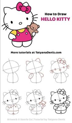 how to draw hello kitty step by step instructions for kids and beginners with pictures