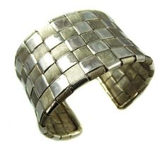 Cuff Bracelet Silver Hand Woven Stay connected with us on  https://www.facebook.com/KenSuJewelry Elegant Handwoven Silver Jewelry, Silver Rectangular Metal Cuff Bracelet, Unique Silver Rectangular Cuff Bracelet, Cuff Bracelet Silver, Long Bracelet, Basket Style, Sterling Silver Cuff Bracelet, Basket Weave, Sterling Silver Cuff