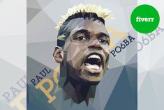 a painting of a man with his mouth open and the words paul pogba above him