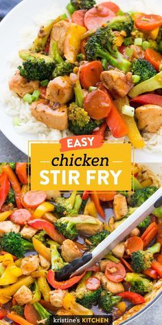 chicken stir fry with broccoli, peppers and carrots