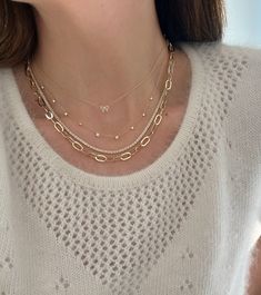 The 9 Prong Set Diamond Necklace gleams with nine small diamonds set along a delicate cable chain. Designed to twinkle on your neck, this dainty necklace looks great layered or solo. Dainty Necklace, Cable Chain, Prong Setting, Diamond Necklace, Chain Necklace, Cable, Diamonds, White Gold, Yellow Gold