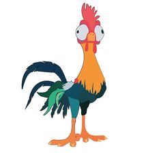 a cartoon chicken with big eyes and an orange beak