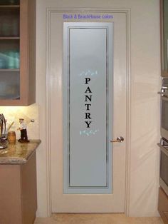 a door with the words pantry painted on it