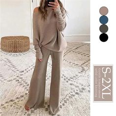 1Set Pullover Pants Drawstring Slanted Neck Sweatshirt Sweatpants Two Piece Suit
#ad Knitted Suit, Traje Casual, Sleeves Clothing, Fashion Pattern, Women Set, Look Casual, Knit Set, Outfit Casual, Sleeves Pattern