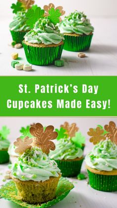 Satisfy your sweet tooth with these St. Patrick’s Day treats! Made with cake mix, these mint cupcakes are topped with creamy green frosting and are perfect for any holiday party. Add this St. Patrick’s desserts idea to your St. Patrick’s Day food menu! #StPatricksDayTreats #GreenVelvetCupcakes