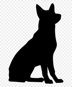 a black dog sitting down on a white background silhouette, hd png downloads