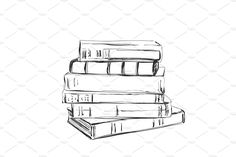 a stack of books on top of each other in black and white, with the title