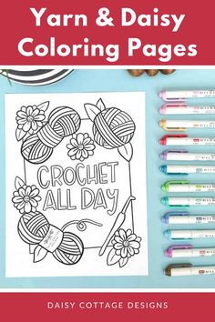 yarn and daisy coloring pages with crochet all day