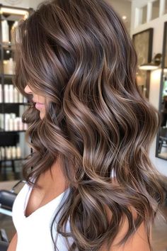 42 Beautiful Balayage Hairstyles That Are Trending Right Now Highlight Ideas For Light Brown Hair, Caramel Brûlée Brunette Hair, Dark Hair Color Balayage, Bronze Caramel Brunette Highlights, Espresso Martini Balayage, Brown Hair Lowlights And Highlights, Chocolate Brown Balayage Straight Hair, Brunette Balayage Hair Cool Tone, Brunette Hair For Fall