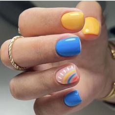 Simple Gel Nails, Colorful Nails, Summery Nails, Vibrant Nails, Nails 2023, Girls Nails