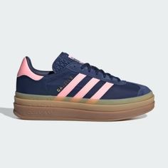 New Without Tags Size 10.5 Women’s Blue And Pink (Sold Out In This Size) Navy And Pink Adidas, Spring Blue Adidas Sneakers, Blue Sneakers With Gum Sole, Blue Gum Sole Sneakers, Addidas Shoes Pink, Adidas Shoes Gazelle, Adidas Bold, Adidas Gazelle Pink, Adidas Gazelle Outfit