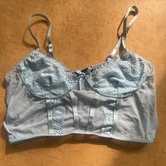 Never Worn. Like New Condition. Would Work Well For A Medium Or Smaller Large. Satin Pj Set, Backless Bodysuit, Black Fishnets, Lounge Dress, Bras And Panties, Pink Shirt, Lace Bralette, Blue Lace, Blue Fashion