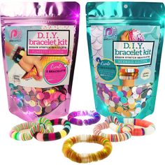 two bags of bracelet kits are shown in this image