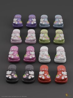 the hello kitty shoes are all different colors