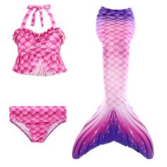 Kids Fashion | Princess Perfect Pink Mermaid Swimsuit Bikini and Tail – 3rdpartypeople Girls Mermaid Costume, Mermaid Tail Costume, Mermaid Swim Tail, Mermaid Cosplay, Mermaid Swimsuit, Tail Dress, Baby Swimsuit, Pink Mermaid, Mermaid Inspired