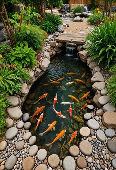 25 Stunning Backyard Stream Designs To Transform Your Garden Water Model, Backyard Ponds, Fish Ponds Backyard, Backyard Stream, Garden Stream, Koi Pond Design, Fish Pond Gardens, Outdoor Ponds