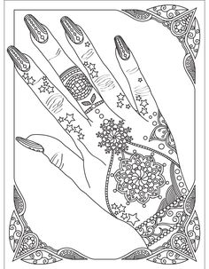 a coloring page with an image of a woman's hand and stars on it