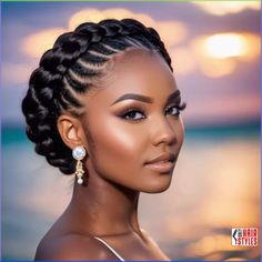 6 Braid Hairstyles, Cornrow Hairstyles For Black Women Updo, Cornrow Updo Hairstyles For Black Women, 2 French Braids Black Women, Bridesmaids Hairstyles For Black Women, Natural Updos For Black Women, Braided Updo For Black Women, French Braids Hairstyles, Goddess Braid Bun