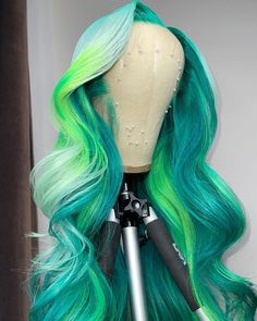 Lace Front Wig Virgin Human Hair Green Ombre 150%Density 18" Bday Hairstyles, Women References, Wig Maker, Inspired Hairstyles, Highlight Hair, Black Hair Wigs, High Fashion Hair, 2024 Board, Natural Hair Bun Styles