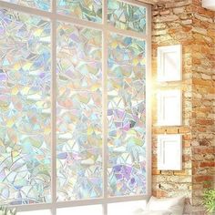 3D No Glue Static Decorative Privacy Window Rainbow Films Prevent UV Color: Multicolor. Window Cling Vinyl, Glass Window Decals, Rainbow Window, Window Stained, Stained Glass Window Film, Privacy Window, Frosted Windows, Window Privacy, Window Film Privacy