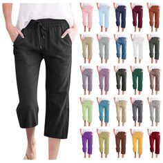 women's casual pants with pockets and drawstrings in various colors, sizes and