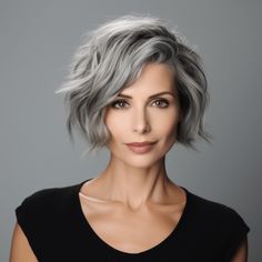 55 Trending Bixie Haircut Ideas for 2023 Perfect Curly Hair, Short Silver Hair, Grey Hair Inspiration, Chin Length, Going Grey, Short Shag, Gray Hair Cuts, Short Grey Hair